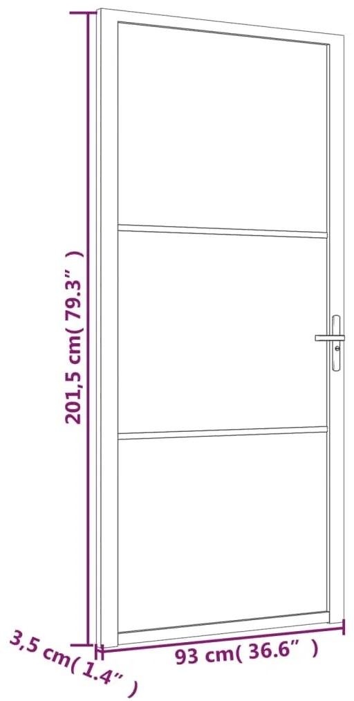 Porta de interior 93x201,5 cm vidro fosco e alumínio branco