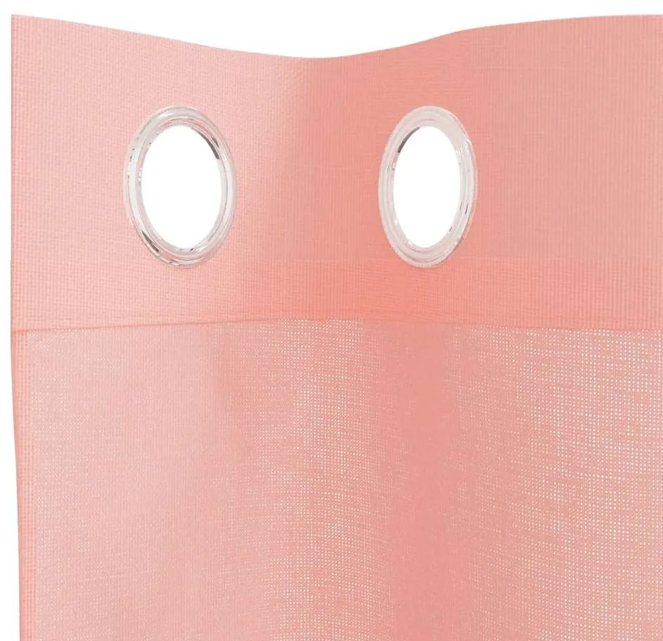 Cortinas de voile com ilhós 2 pcs rosa 140x225 cm