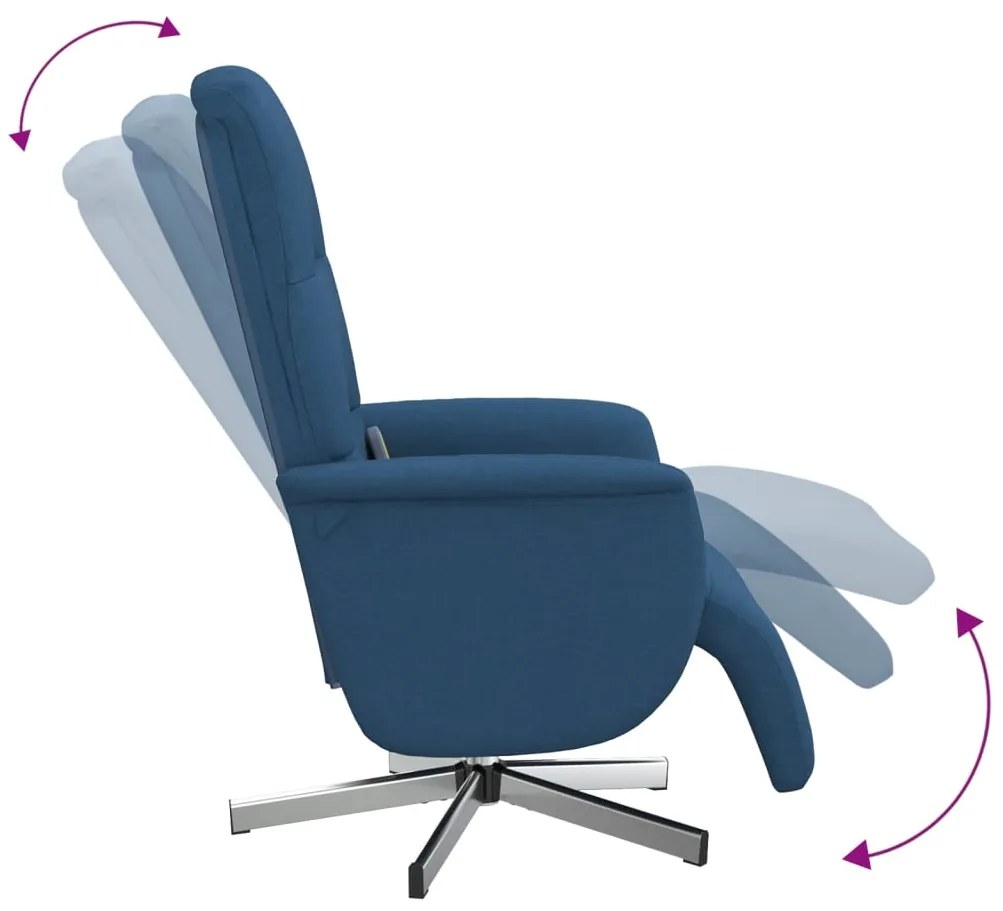 Cadeira de massagens reclinável c/ apoio de pés tecido azul