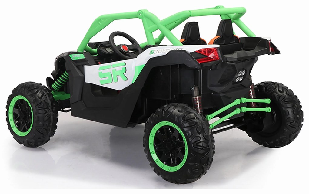 Carro elétrico para Crianças 24V 4x4 2 Lugares Buggy SR SUPER 66 Rodas de espuma EVA, Assento Couro Verde