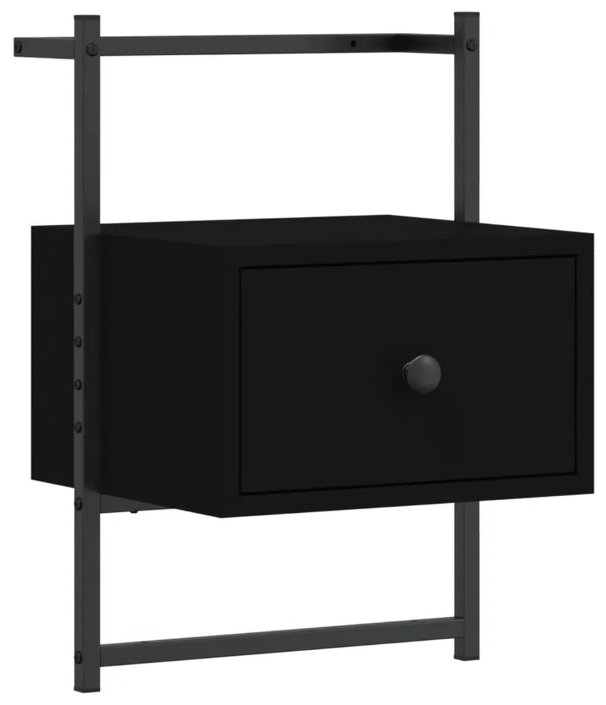 Mesa de cabeceira de parede 35x30x51 cm derivados madeira preto