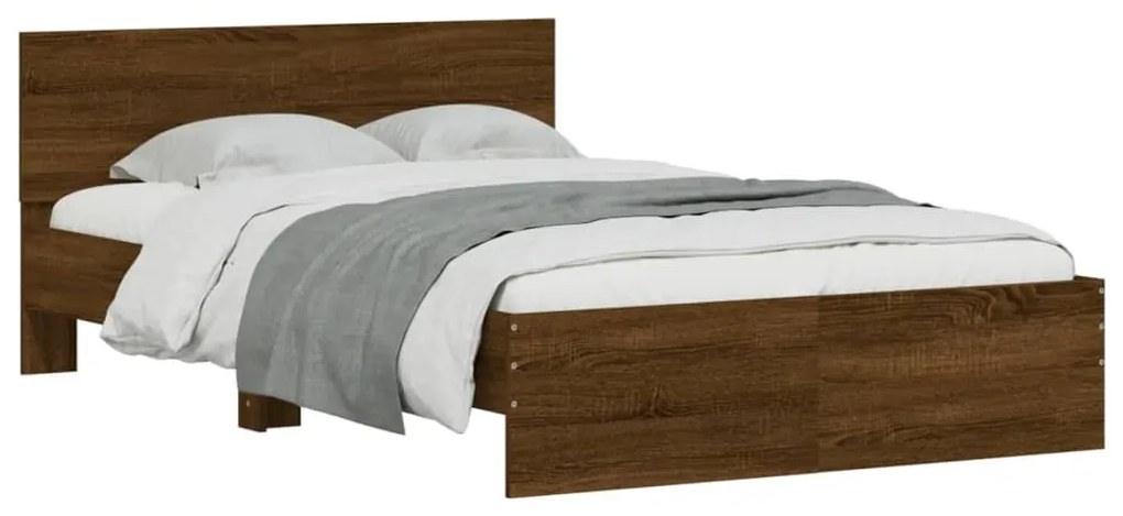 Estrutura de cama com cabeceira 120x200 cm carvalho castanho