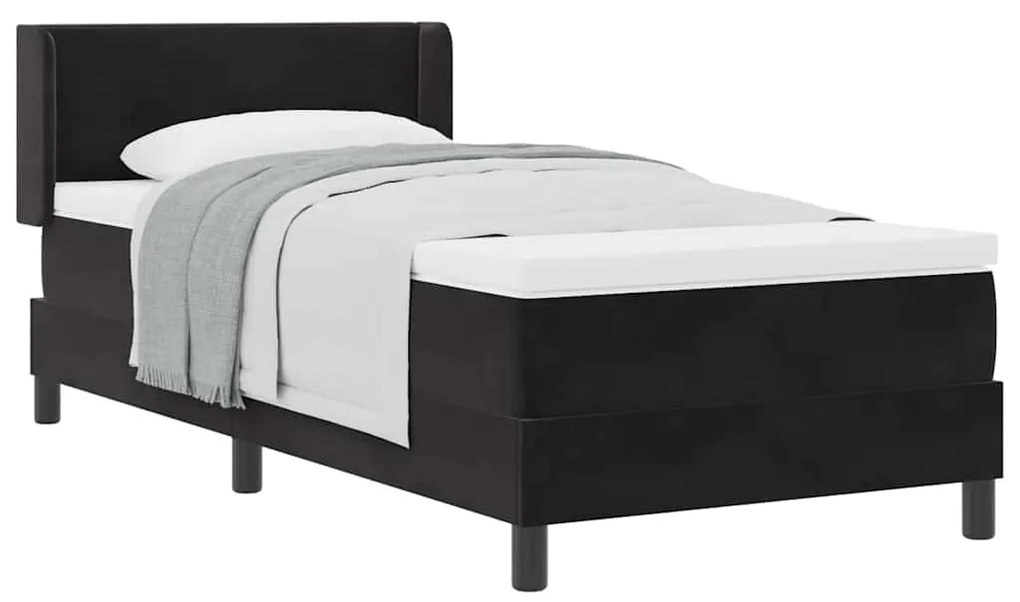 Camaspring vidaXL com colchão Preto 90x190 cm Veludo