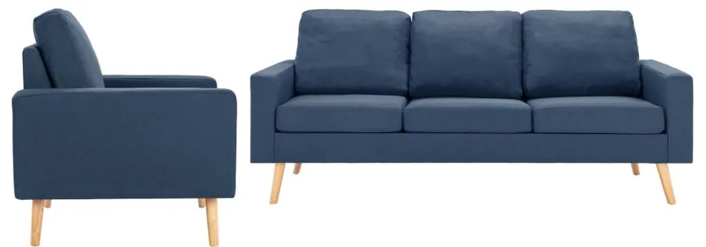 vidaXL 2 pcs conjunto de sofás tecido azul