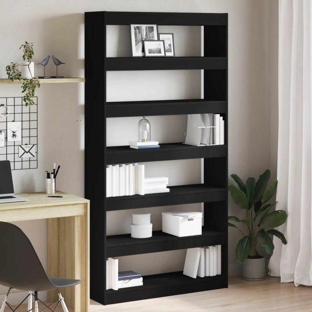 vidaXL Estante Preta Madeira de engenharia 100 x 30 x 198 cm Estante