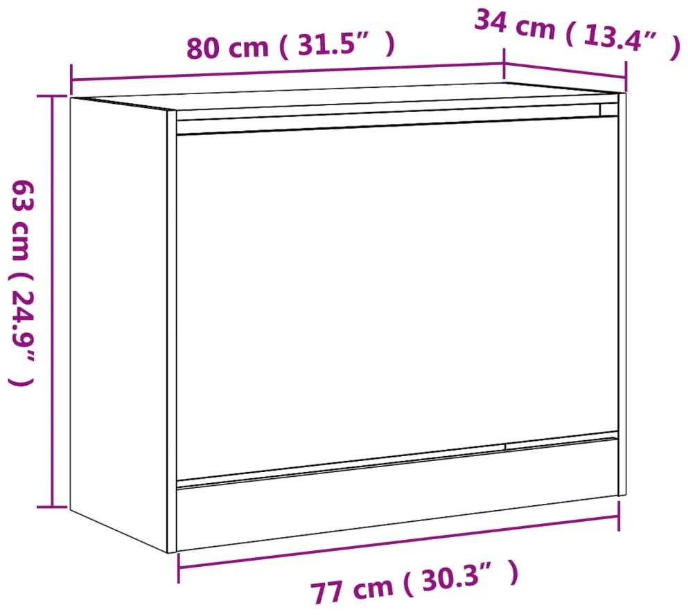 Sapateira 80x34x63 cm derivados de madeira branco