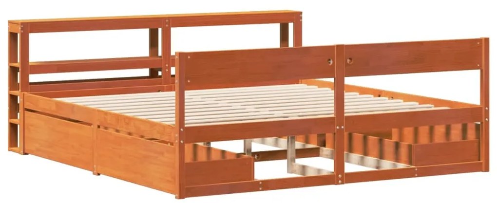 Cama sem colchão 180x200 cm pinho maciço castanho-mel