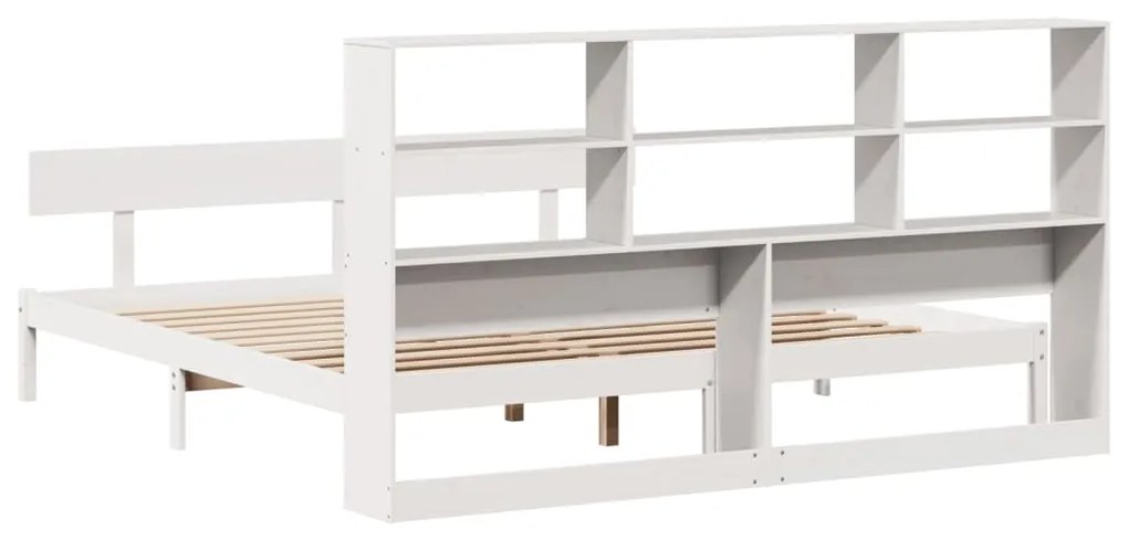 Cama com estante sem colchão 200x200 cm pinho maciço branco