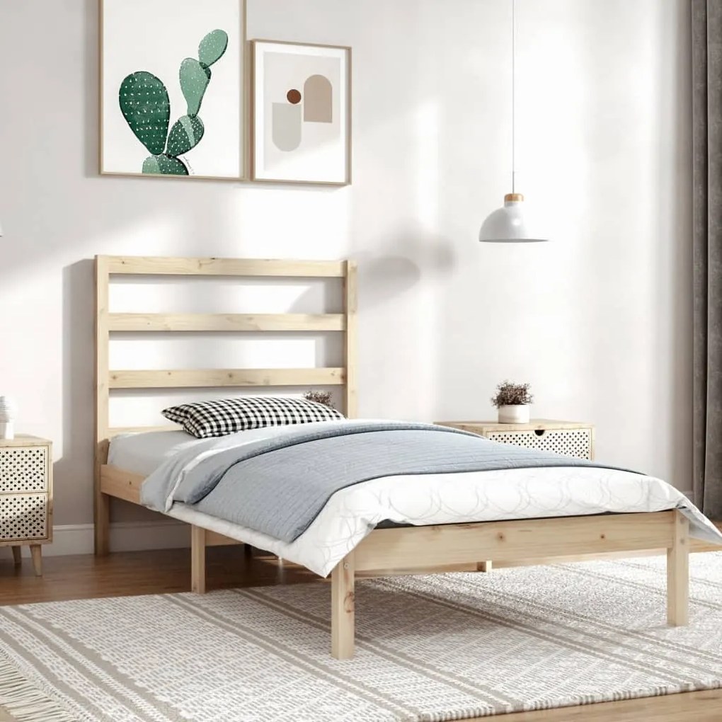 vidaXL Cama sem colchão 100x200 cm madeira de pinho maciça