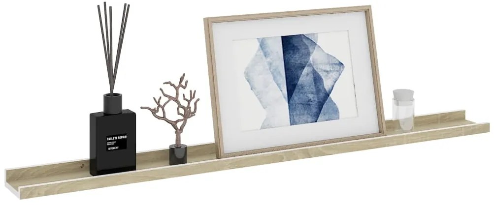 Prateleiras de parede 4 pcs 100x9x3 cm branco e carvalho sonoma