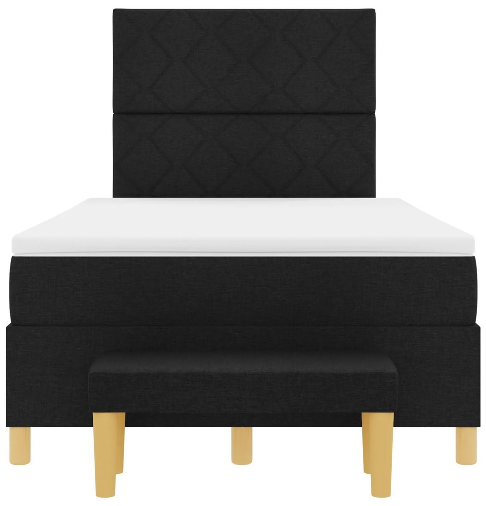 Cama Box Spring com Colchão e Banco Preto 120x200 cm Tecido