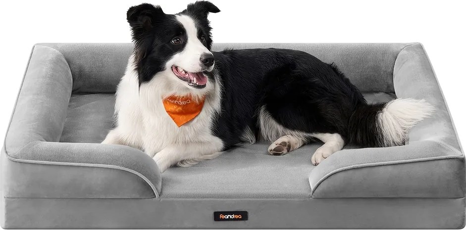 Cama ortopédica para cães,  104 x 69 x 17 cm, espuma com saliências cinzenta