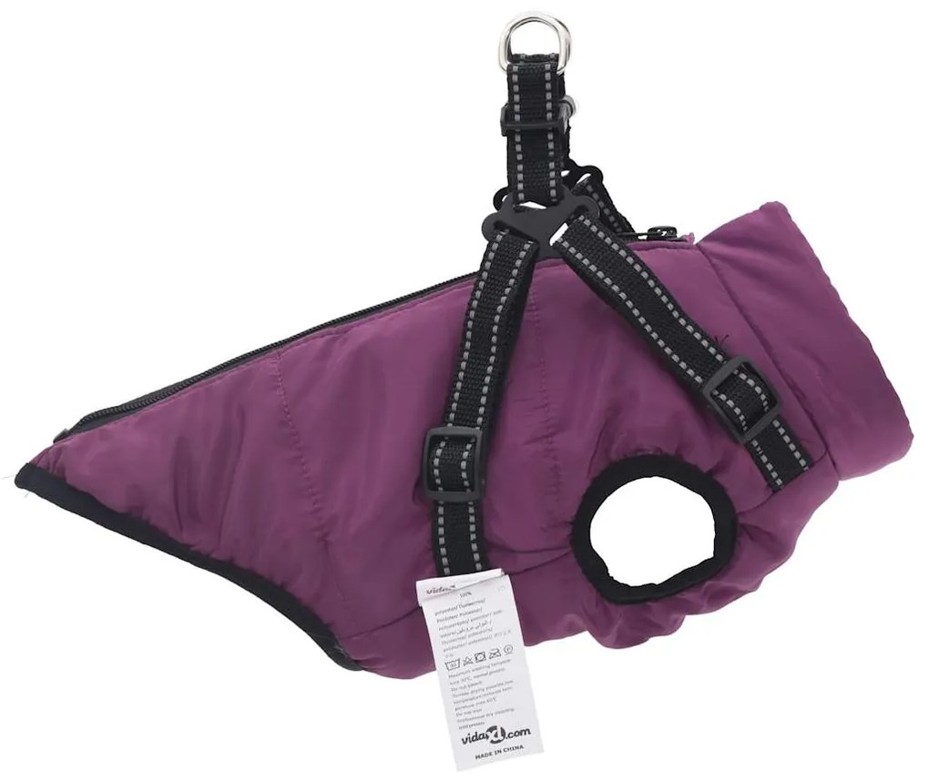 casaco para cães com arnês impermeável reflexivo roxo 2XL