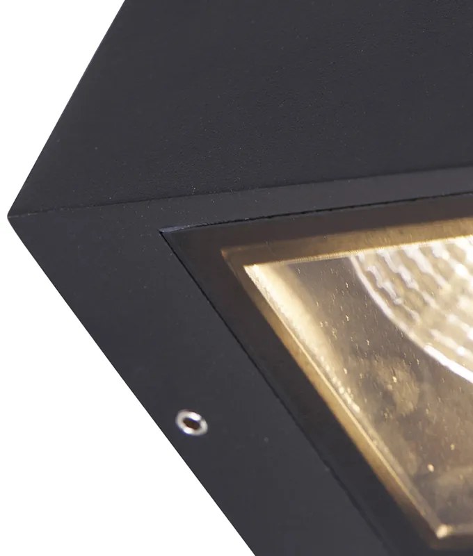 Candeeiro de parede moderno preto 2 luzes GU10 AR70 IP54 - Baleno Moderno