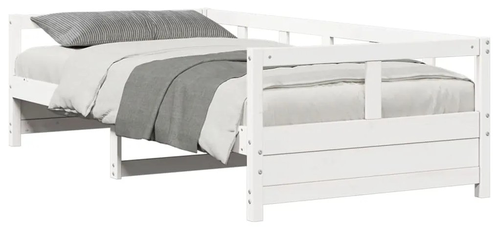 Sofá-cama 90x190 cm madeira de pinho maciça branco