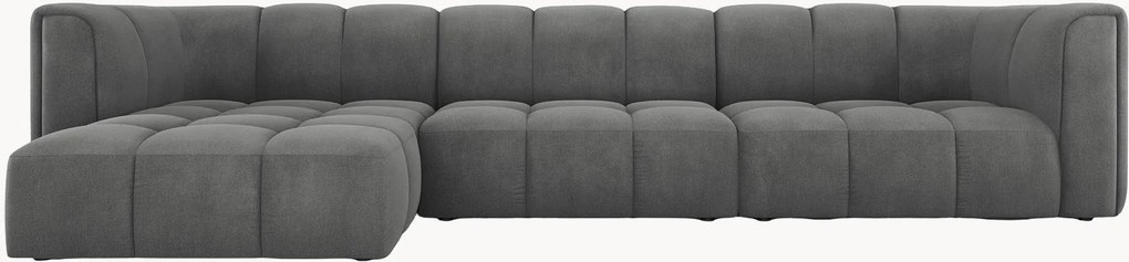 Sofá de canto modular em chenille Moritz (5 lugares)