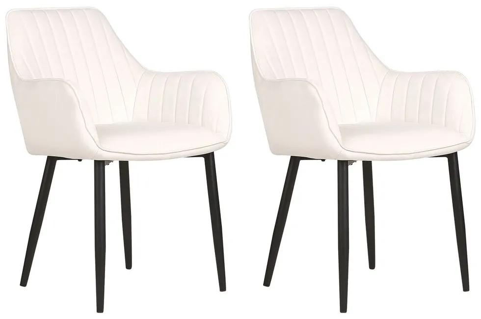 Conjunto de 2 cadeiras de jantar em veludo branco creme WELLSTON Beliani