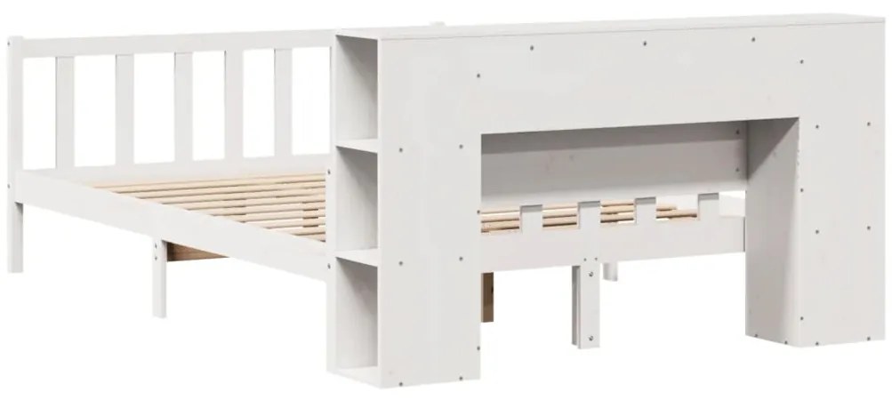 Cama com estante sem colchão 150x200 cm pinho maciço branco