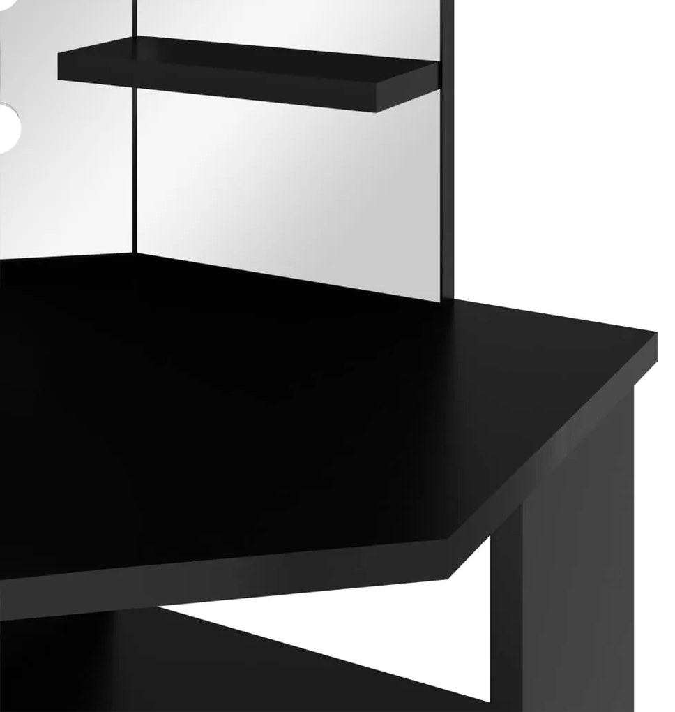 Toucador de canto com LED 111x54x141,5 cm preto