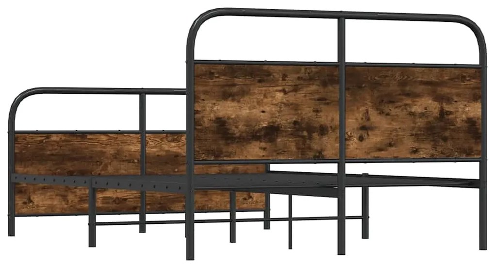 Estrutura de cama sem colchão 140x200 cm metal carvalho fumado