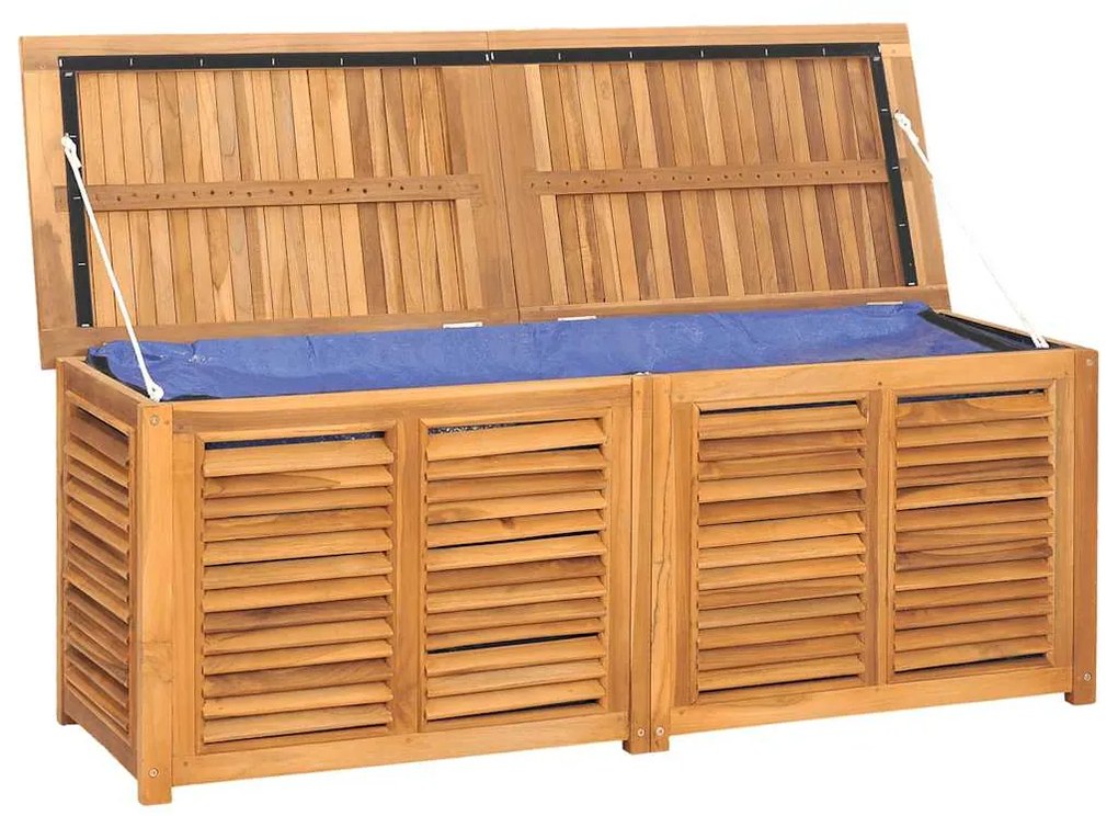 Caixa de arrumação para jardim com saco 150x50x55cm teca maciça