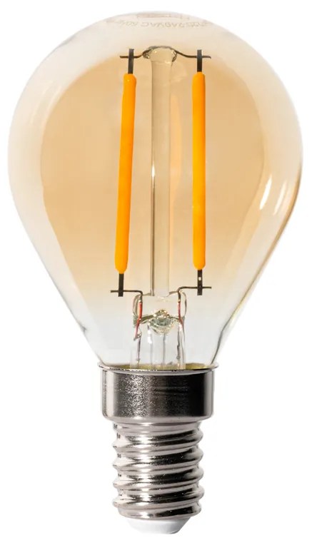 Set van 5 E14 dimbare LED lampen P45 goud 3W 250 lm 2200K
