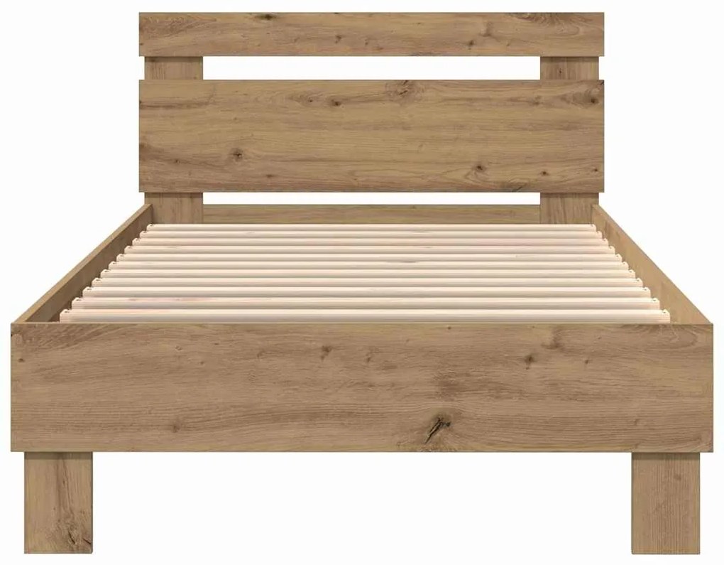 Estrutura de Cama vidaXL com Luzes LED Carvalho Artesanal 75x190 cm Ma