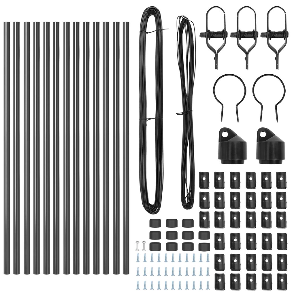 Postes de Cerca 13 pcs Cinza Ø32 mm 80 cm Aço Galvanizado