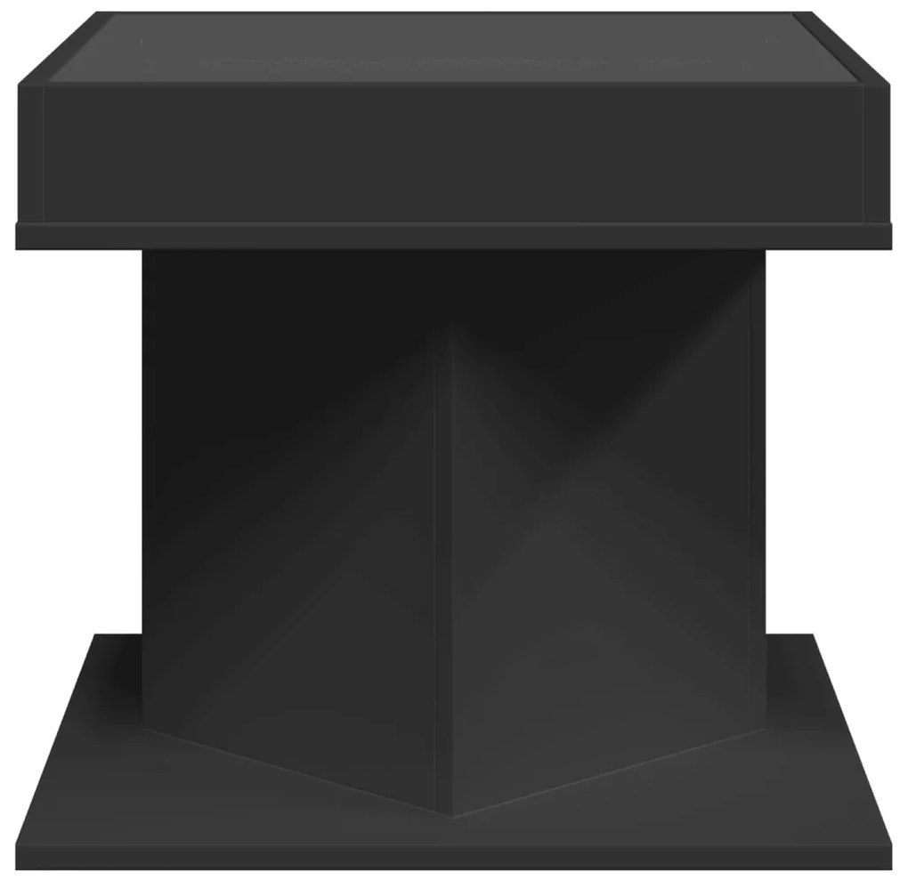 Mesa de centro c/ LEDs 50x50x45cm contraplacado preto brilhante