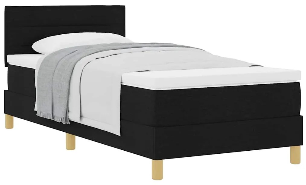 Cama Box Spring com Colchão Preta 90x190 cm Tecido