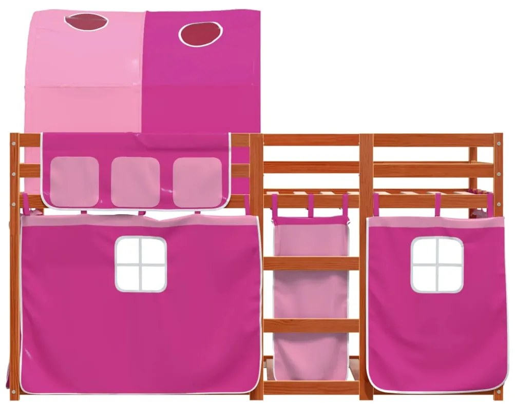 Beliche com cortinas 90x190 cm madeira de pinho maciça rosa