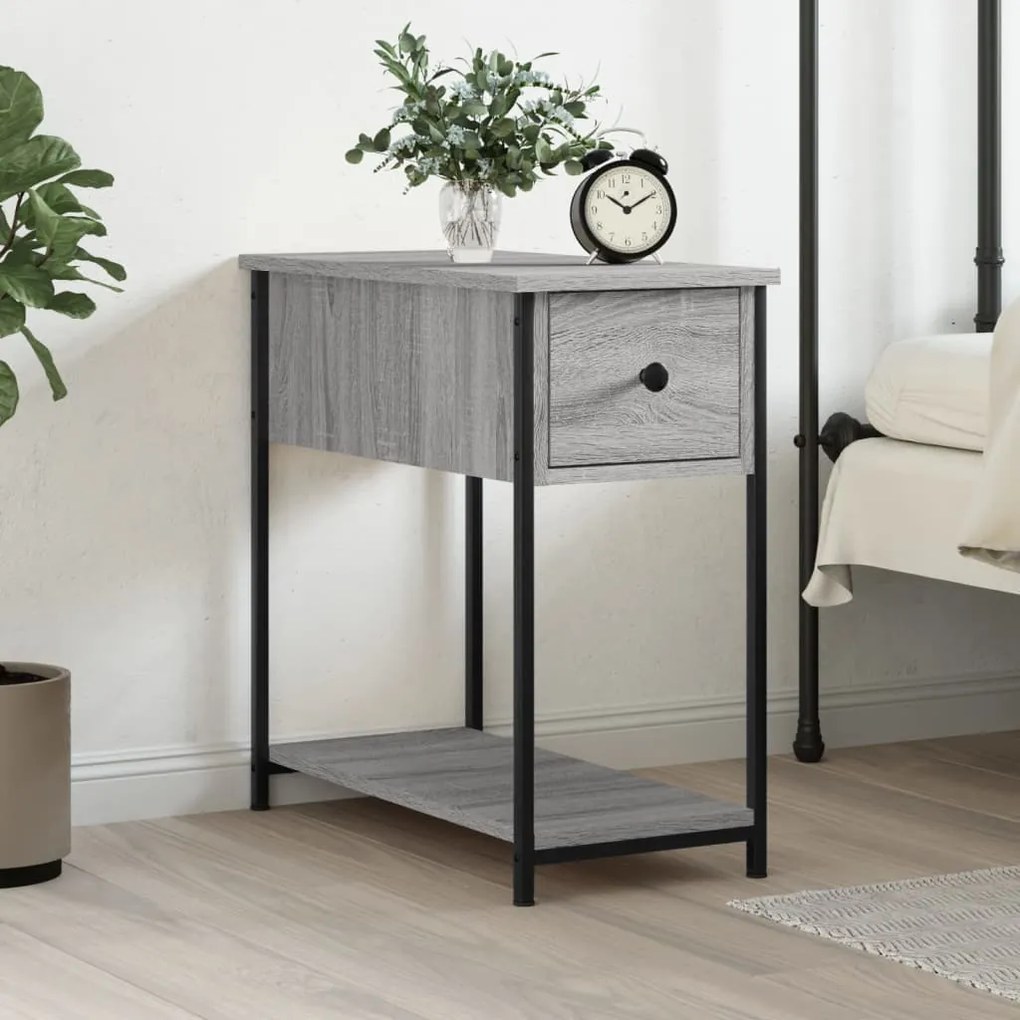 vidaXL Mesa de cabeceira 30x60x60 cm derivados madeira sonoma cinza