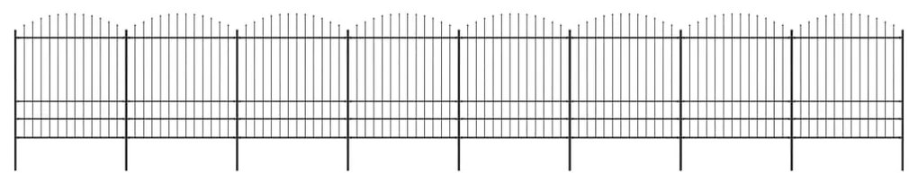 Cerca de jardim com topo em lanças (1,5-2)x13,6 m aço preto