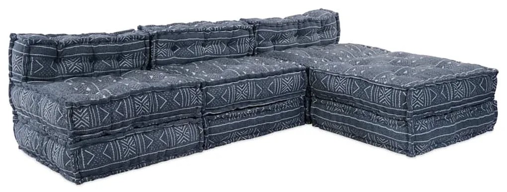 vidaXL Sofá Modular 4 pcs Estampa Índigo tecido