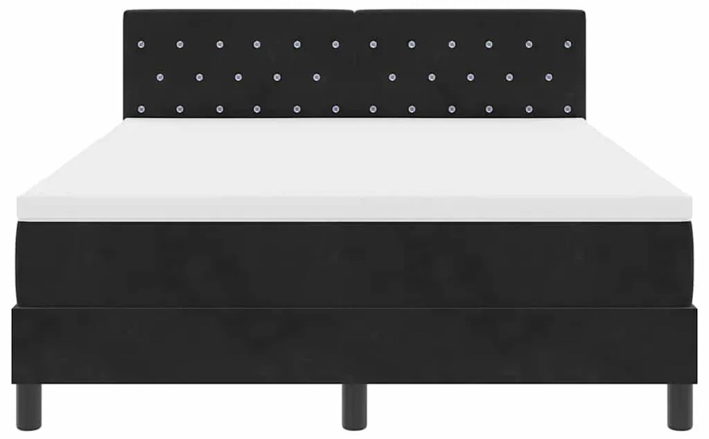 Cama Box Spring vidaXL com Colchão Preto 140x200 cm Veludo