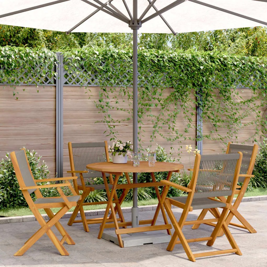 vidaXL 5 pcs conj. jantar p/ jardim polipropileno/madeira maciça cinza