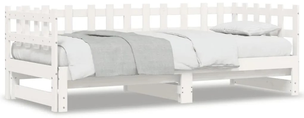 vidaXL Sofá-cama de puxar 2x(80x200) cm pinho maciço branco