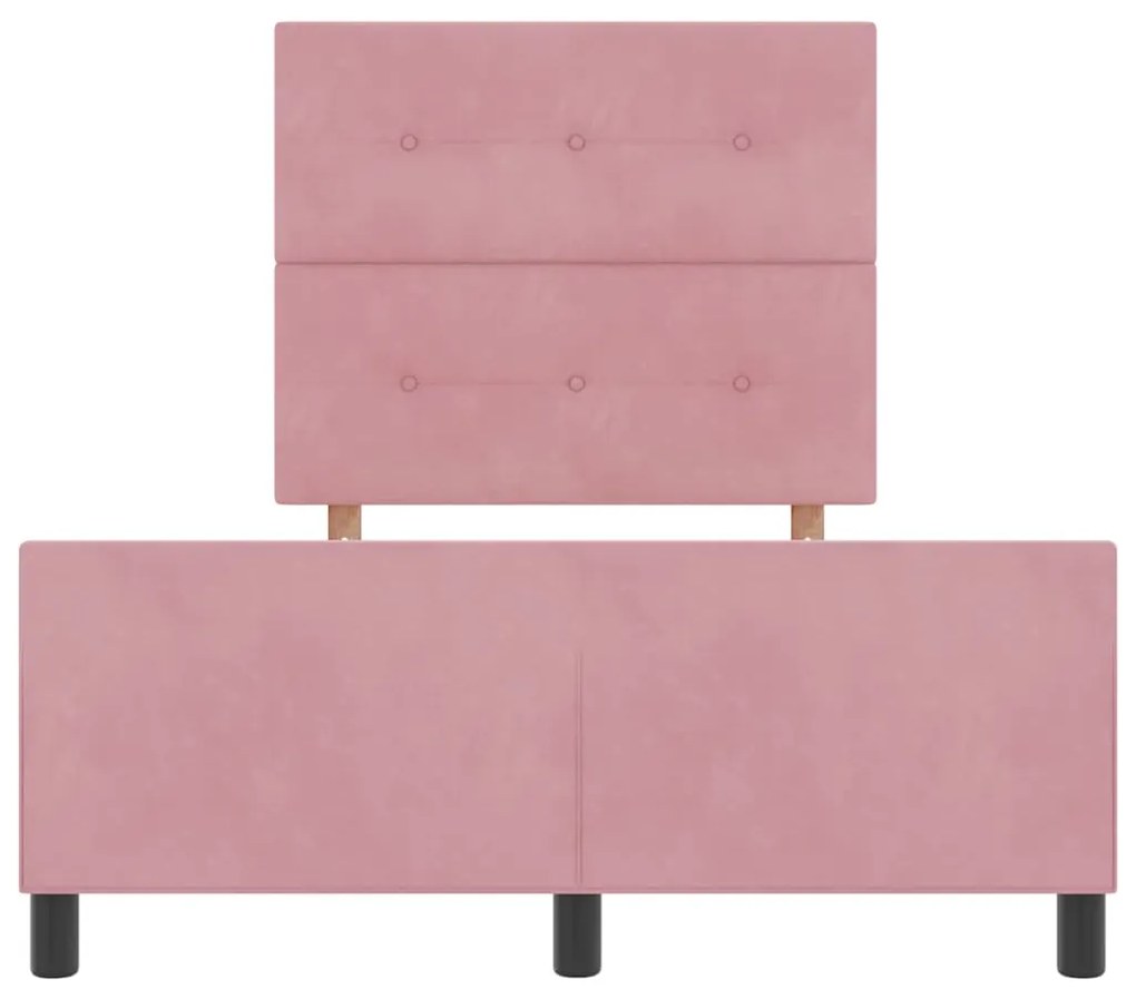 Estrutura de Cama de Veludo Rosa 120x200 cm