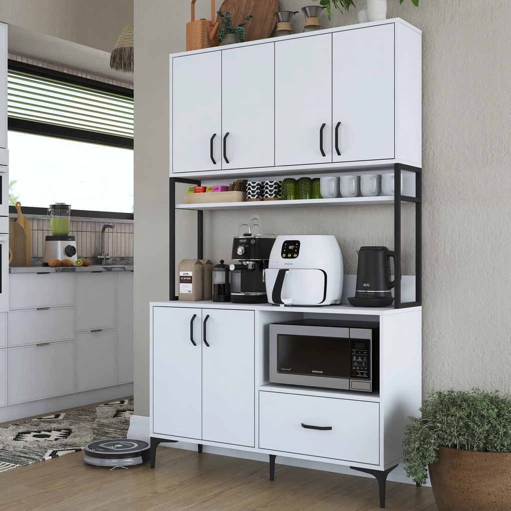 Armário Alto de Cozinha "Stella" - 120 x 198,6 x 40 cm - Branco - Desi