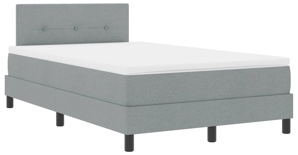 Cama Box com Colchão Cinza Claro 120x200 cm Tecido