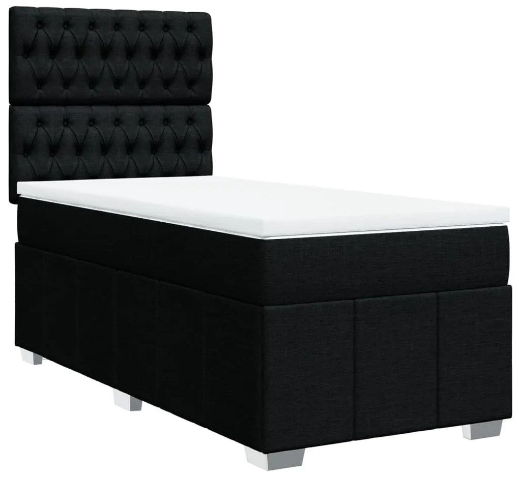 Cama com molas/colchão 90x190 cm tecido preto