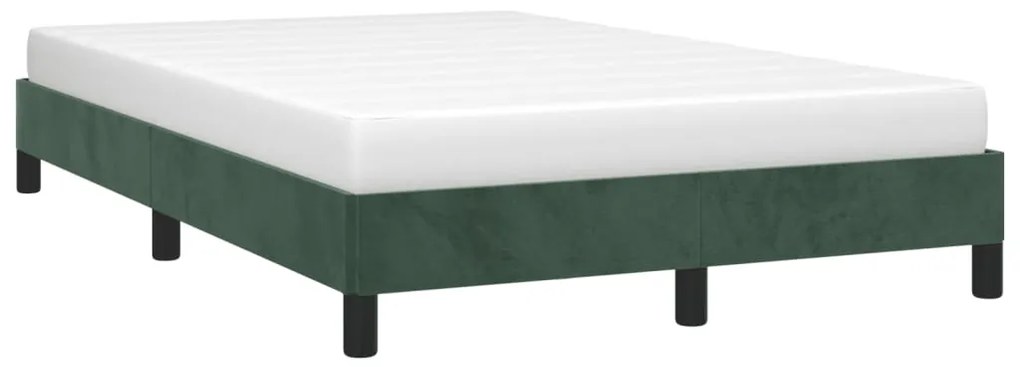 Estrutura de cama sem colchão 120x200 cm veludo verde-escuro