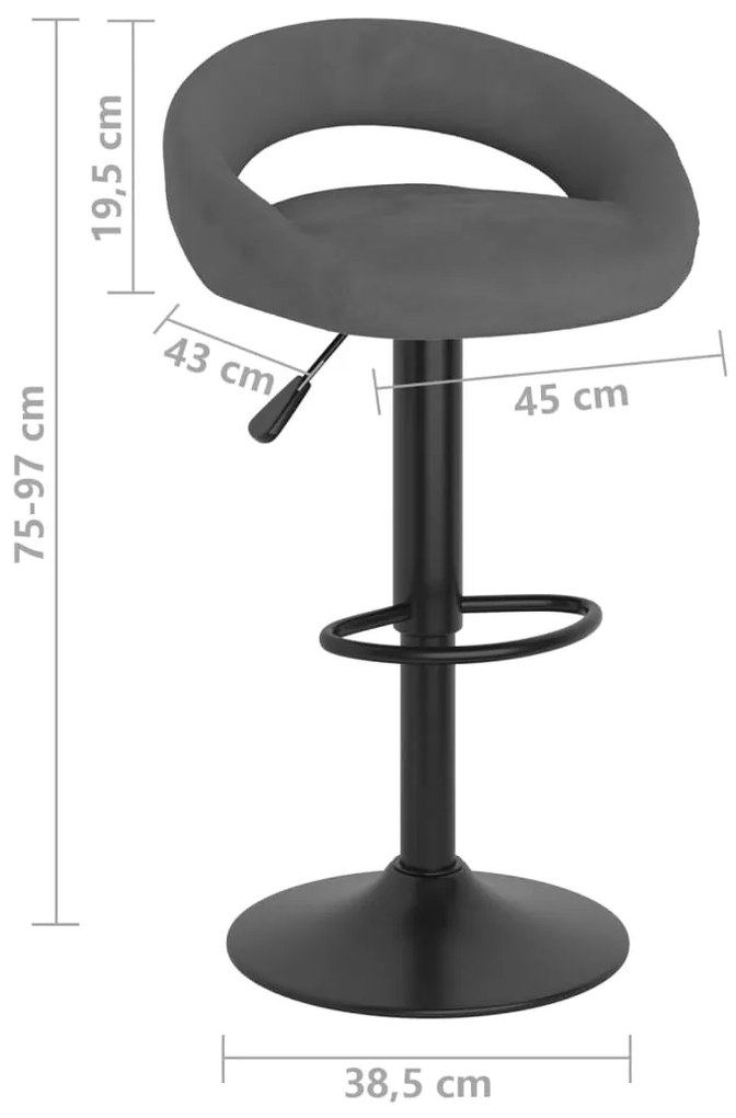 Bancos de bar 2 pcs veludo cinzento-escuro