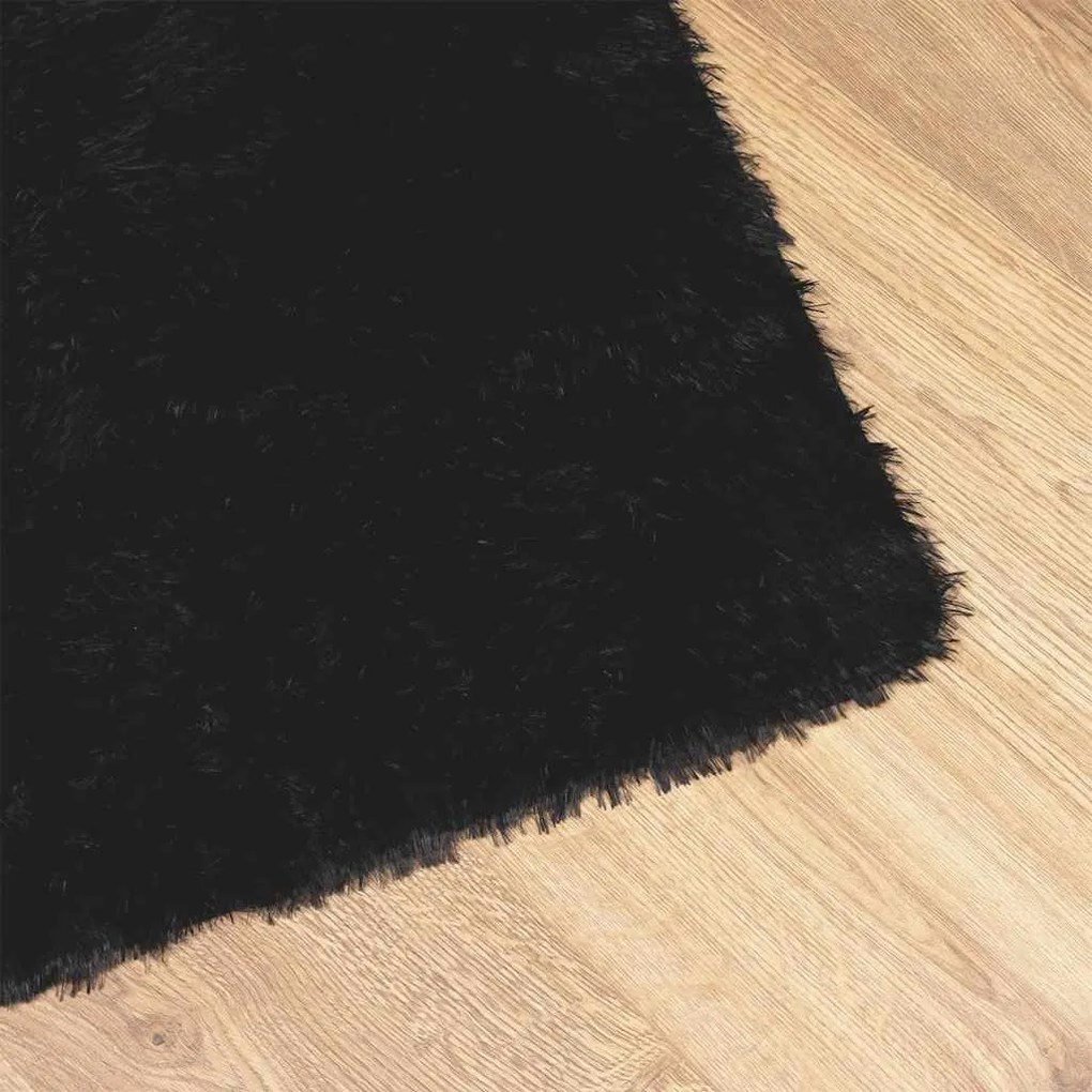 Tapete shaggy de pelo alto NAVARRA 130x200 cm poliéster preto