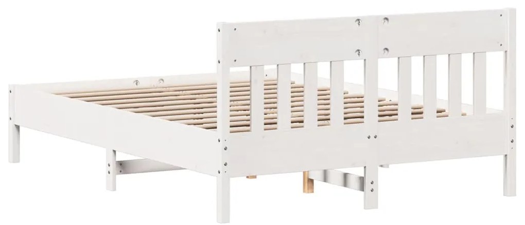 Cama sem colchão 140x200 cm madeira de pinho maciça branco