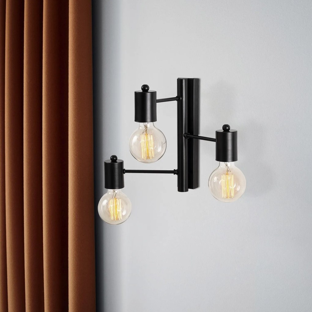 Candeeiro de Parede Hexa – Preto – 40 x 26 cm