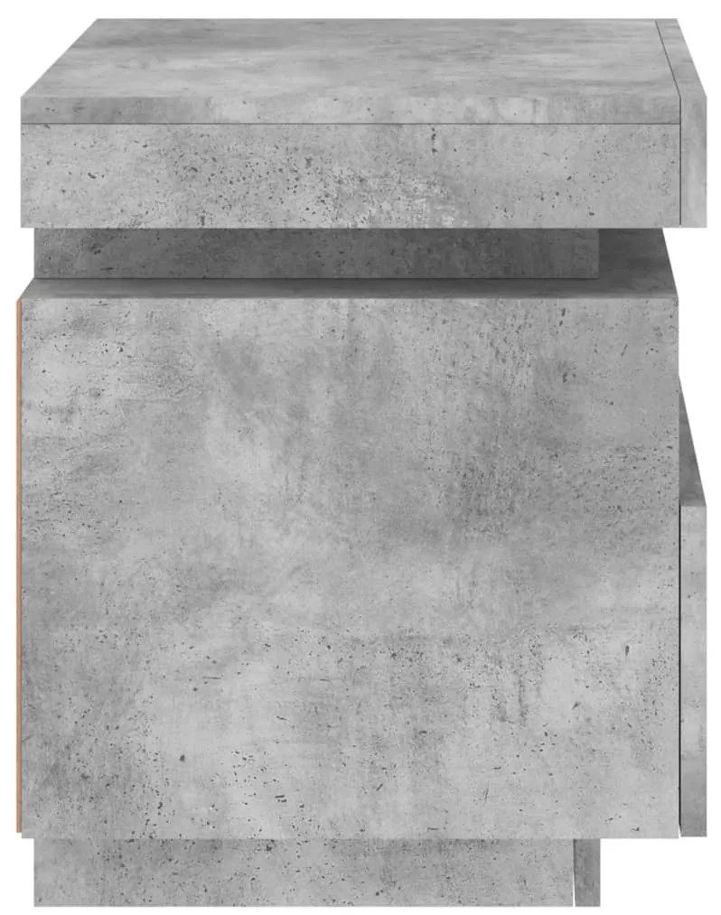 Mesa de cabeceira com luzes LED 40x39x48,5 cm cinzento-cimento
