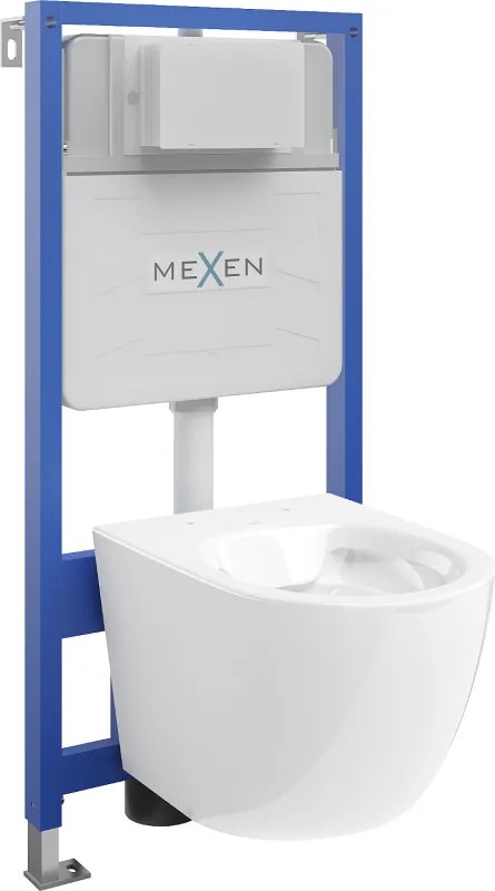Mexen Lena conjunto embutido WC estrutura Fenix Slim com sanita, branco brilhante - 6103322XX00