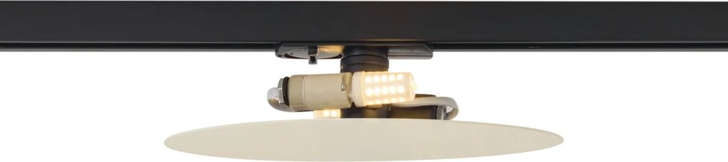 Plafon moderno bege para sistema de calhas de iluminação monofásico com 2 luzes - Iconic Pulley