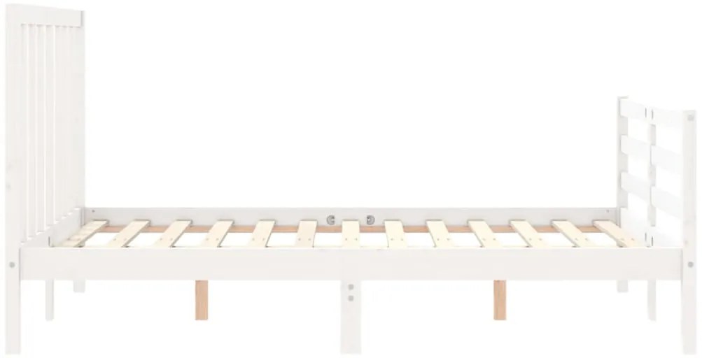 Cama sem colchão 140x190 cm madeira de pinho maciça branco